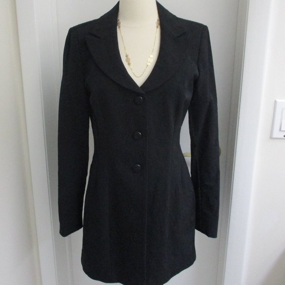 Dana Buchman Black Lined Coat - Size 4 - Picture 2 of 13